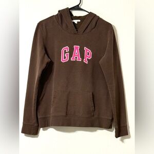 GAP VintageSoft Brown Arch Logo Hoodie Sweatshirt Pink Y2K Aesthetic 💖- Size M